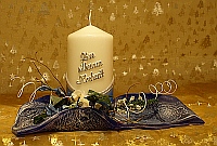 Stumpenkerze 110 blau ZUR SILBERNEN HOCHZEIT