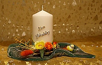 Stumpenkerze 110 gruen ZUM GEBURTSTAG