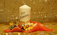 Stumpenkerze 110 orange ZUM HOCHZEITSTAG