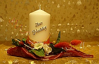 Stumpenkerze 110 rot ZUM GEBURTSTAG