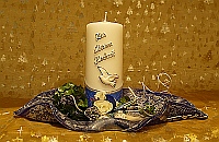 Stumpenkerze 140 blau ZUR SILBERNEN HOCHZEIT