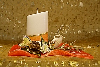 schraege Stumpenkerze 60/120 orange