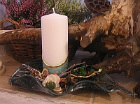 Gesteck mit Stumpenkerze