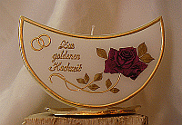 Halbmond-Kerze mit Rose
