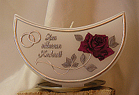 Halbmond-Kerze mit Rose