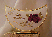 Halbmond-Kerze mit Rose